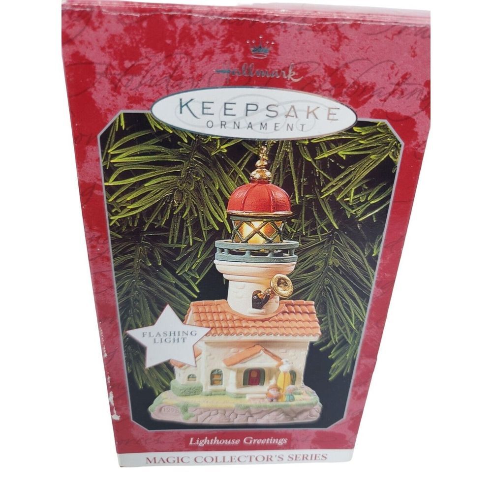 VTG 1998 Hallmark Keepsake Christmas Ornament Lighthouse Greetings‎ Magic